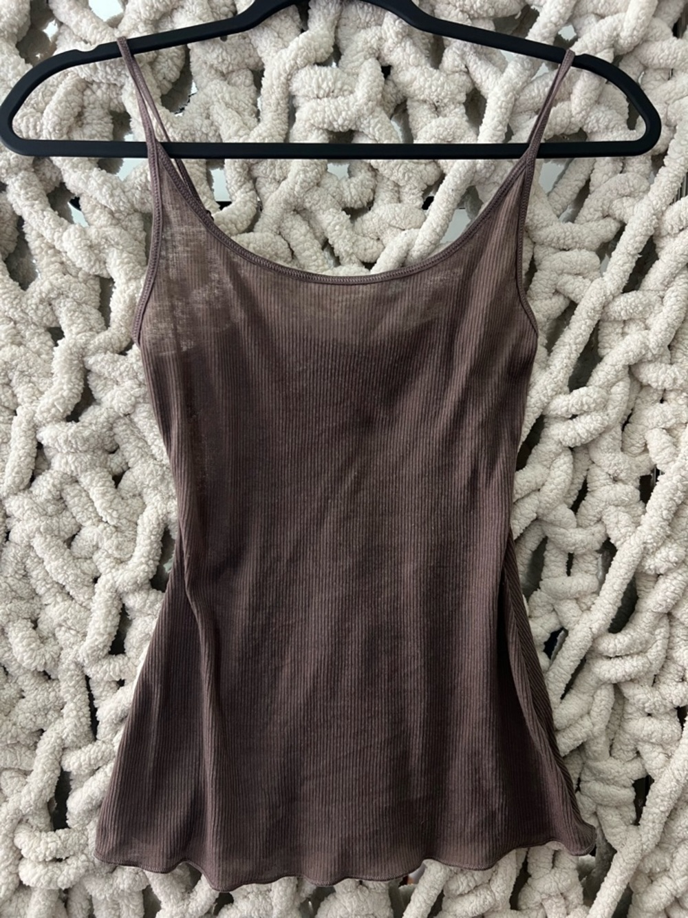 SKIMS SHEER COTTON LONG SCOOP NECK CAMI NWT - PEWTER